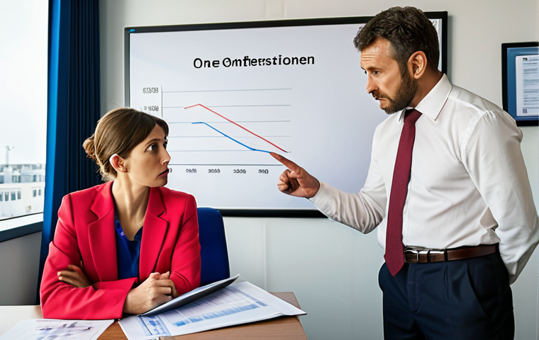 **

A tense negotiation scene in a brightly lit conference room. Focus on two figures: one confidently gesturing while pointing at a document labeled "Incoterms®," the other looking concerned, holding a calculator. Subtle visual cues like a rising graph in the background and shipping containers visible through a window suggest the stakes of international logistics are high. Emphasis on professional attire and determined expressions.

**