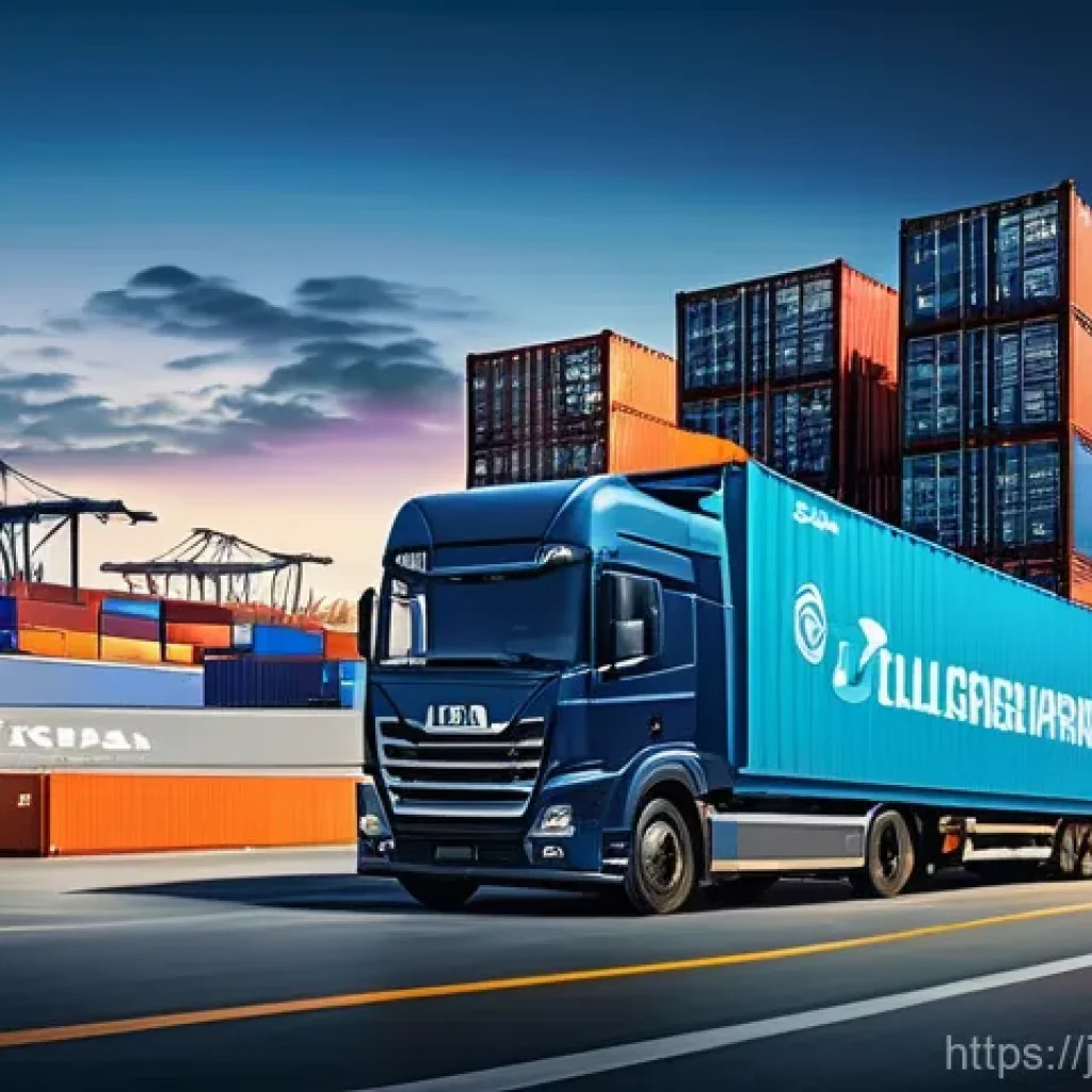 국제물류사 시험에서 자주 나오는 문제 유형 - A dynamic and vibrant scene depicting the intricate network of international logistics. In the foreg...
