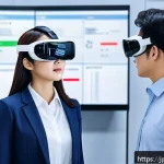 국제물류사의 강의와 교육 자료 활용법 - A modern logistics training room featuring diverse Japanese employees wearing casual business attire...