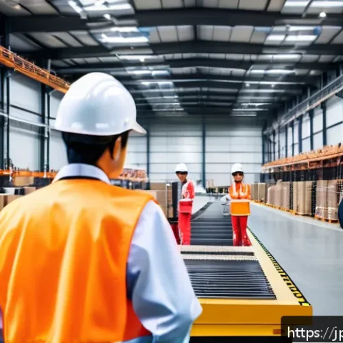 국제물류사 자격증을 취득한 후 할 수 있는 일 - A modern manufacturing warehouse scene featuring diverse logistics professionals coordinating supply...
