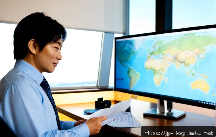 국제물류사로서의 경력 쌓는 방법 - Photorealistic international logistics career scene, a Japanese logistics professional in smart busi...
